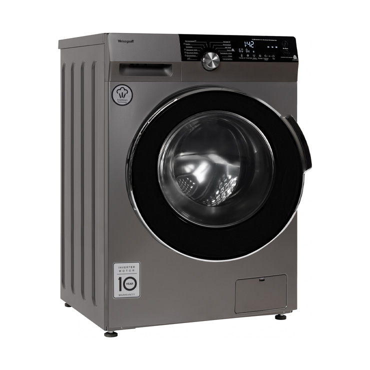 Стиральная машина с фронтальной загрузкой Weissgauff WM 4947 DC Inverter Steam Silver 3