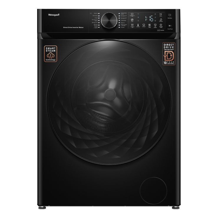 Стиральная машина с фронтальной загрузкой Weissgauff WM 59411 Direct Drive Inverter Steam Matt Black