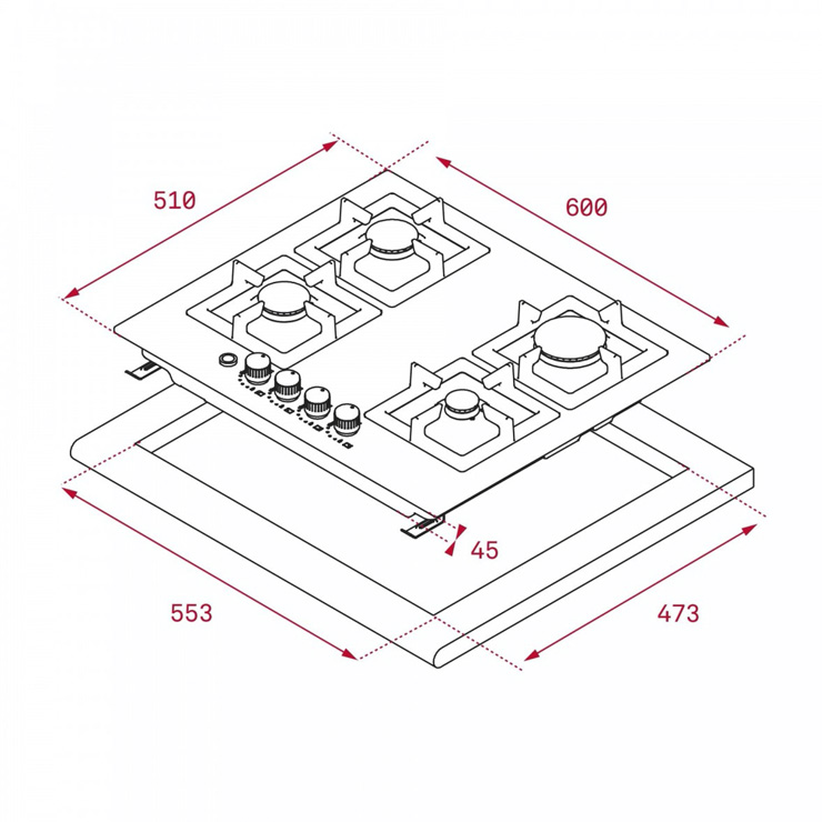 Газовая панель TEKA EFX 60 4G AI AL CI DR 2