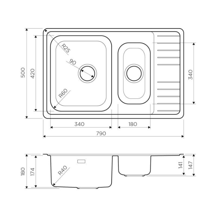 Кухонная мойка OMOIKIRI Sagami 79-2-IN унив./нержавеющая сталь 4993733 2
