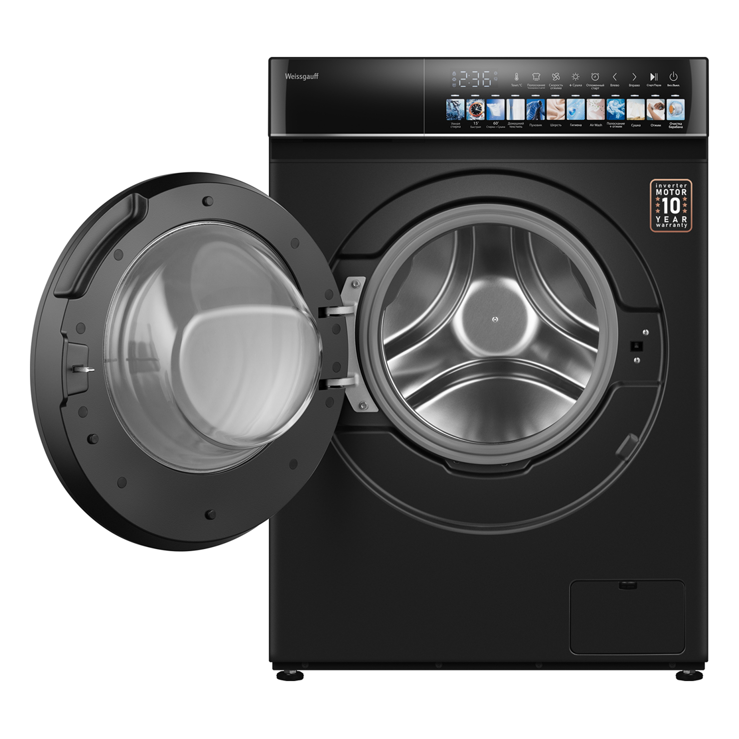Стирально-сушильная машина Weissgauff WMD 59211 Touch Inverter Matt Black 4