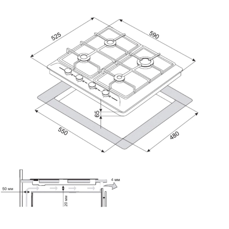 Газовая панель ZorG Technology BLC FDW WH 4
