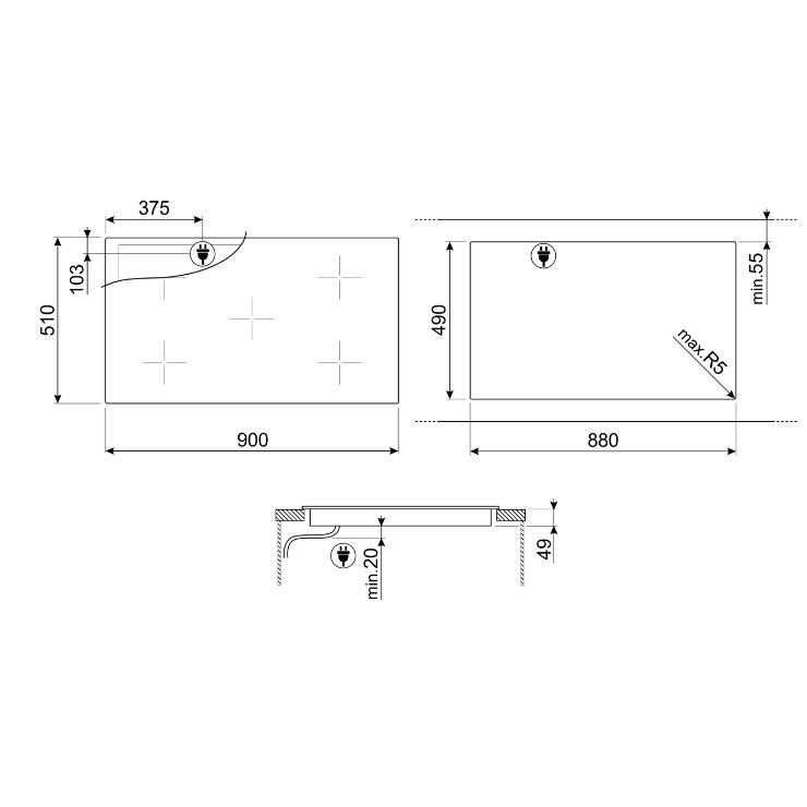 Индукционная панель Smeg SI1F7955B 2