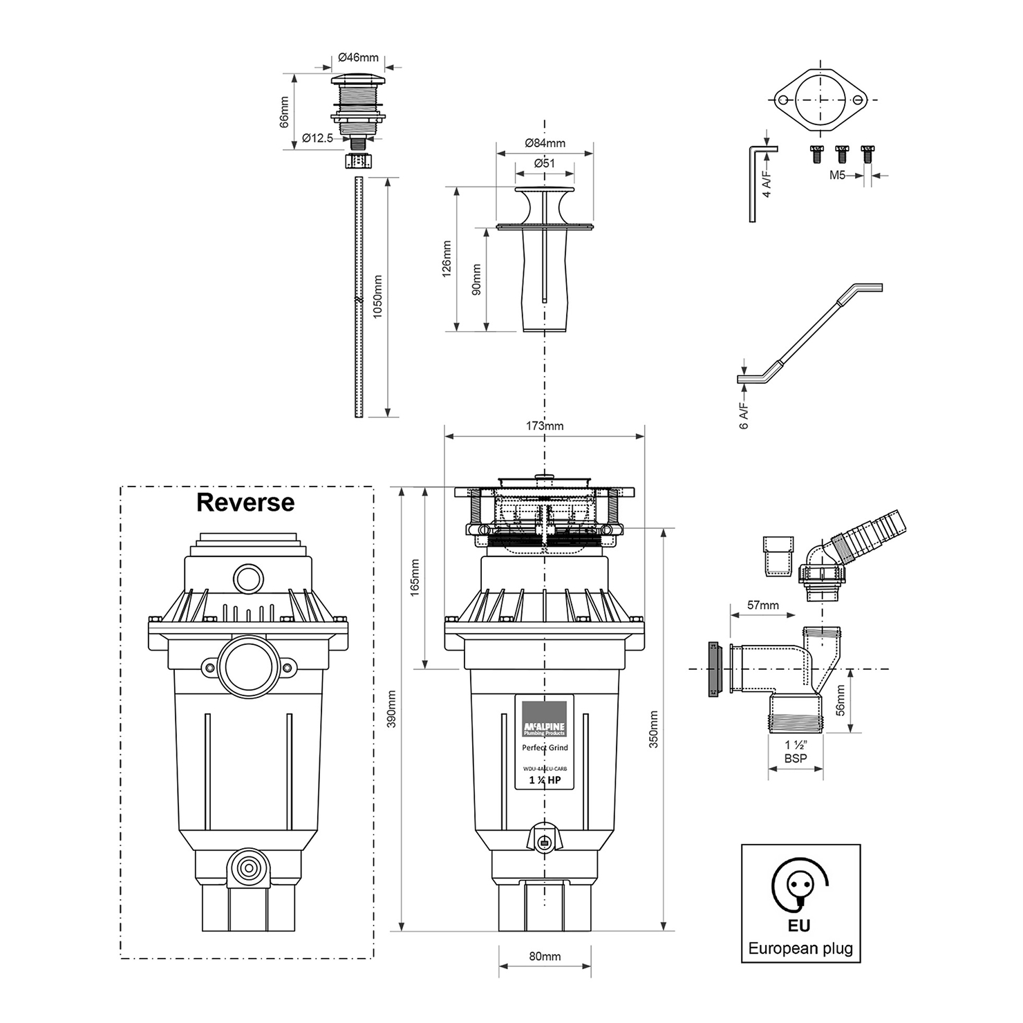 Измельчитель пищевых отходов McAlpine Perfect Grind Slim WDU-4ASEU-CARB 3