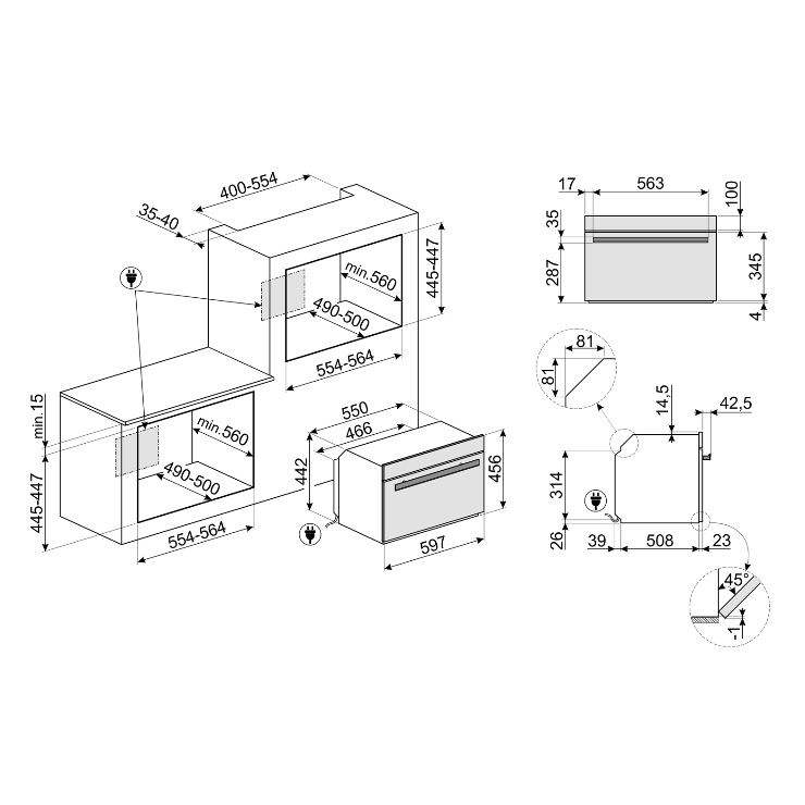 Компактный духовой шкаф Smeg SF4604WVCPNR 3