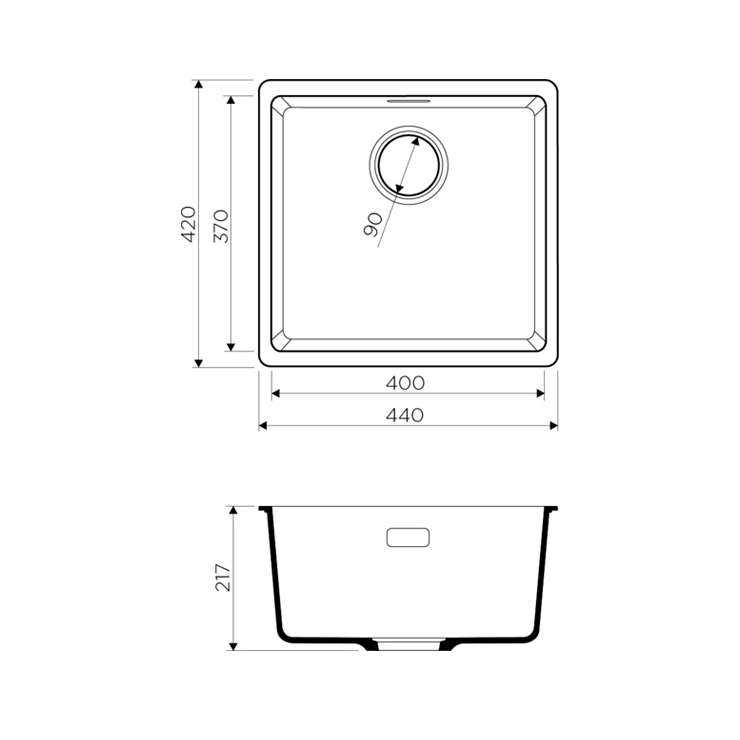 Кухонная мойка OMOIKIRI Kata 44-U-BL Artgranit/черный 4993403 3