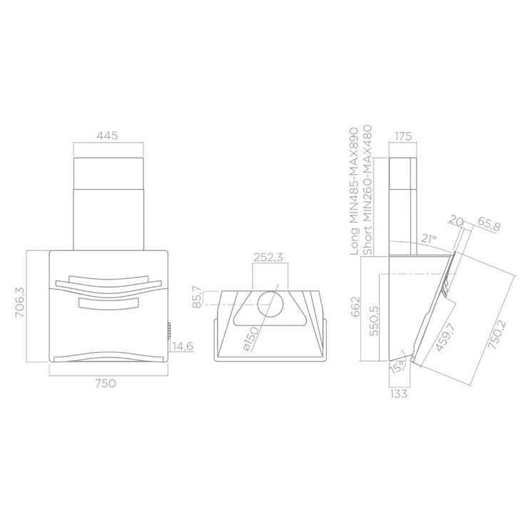 Вытяжка Elica CONCETTO SPAZIALE BL/F/75 2