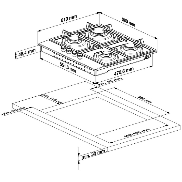Газовая панель Beko HILW64122S 2