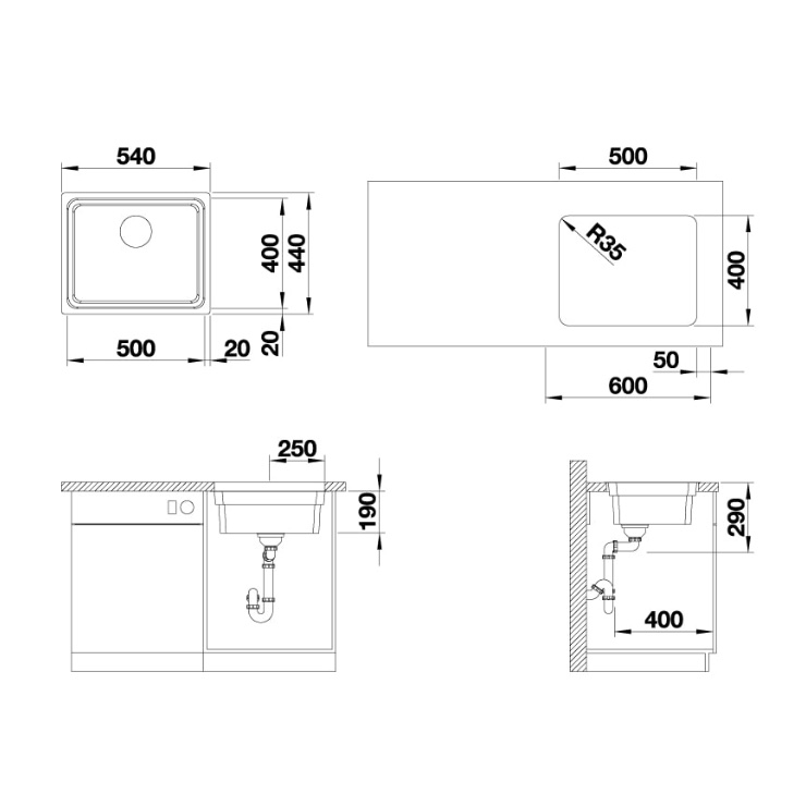 Кухонная мойка Blanco ETAGON 500-U зеркальная полировка 521841 3