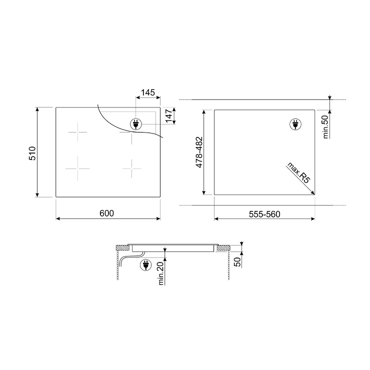 Индукционная панель Smeg SIM1643D 5