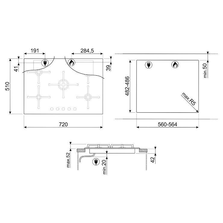 Газовая панель Smeg PV375NSA 4