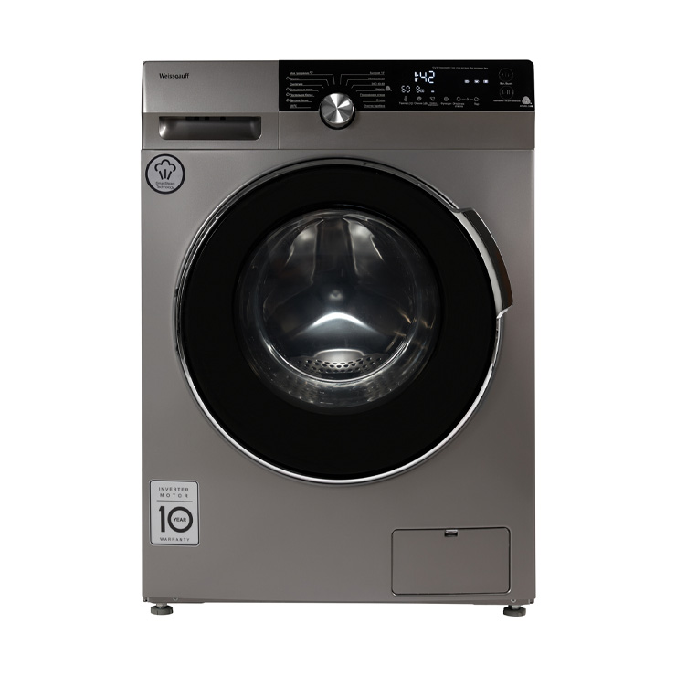 Стиральная машина с фронтальной загрузкой Weissgauff WM 4947 DC Inverter Steam Silver