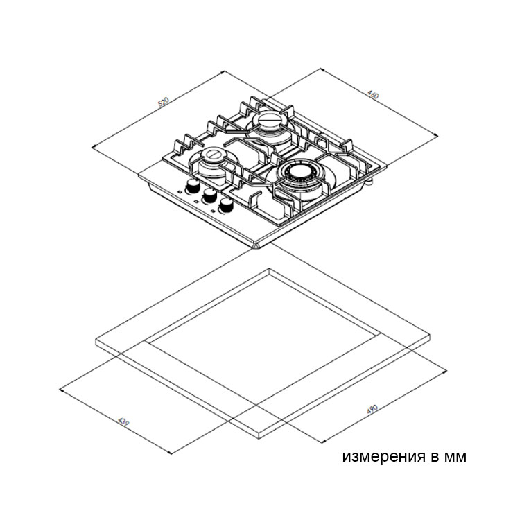 Газовая панель Weissgauff HGG 451 BGV 3
