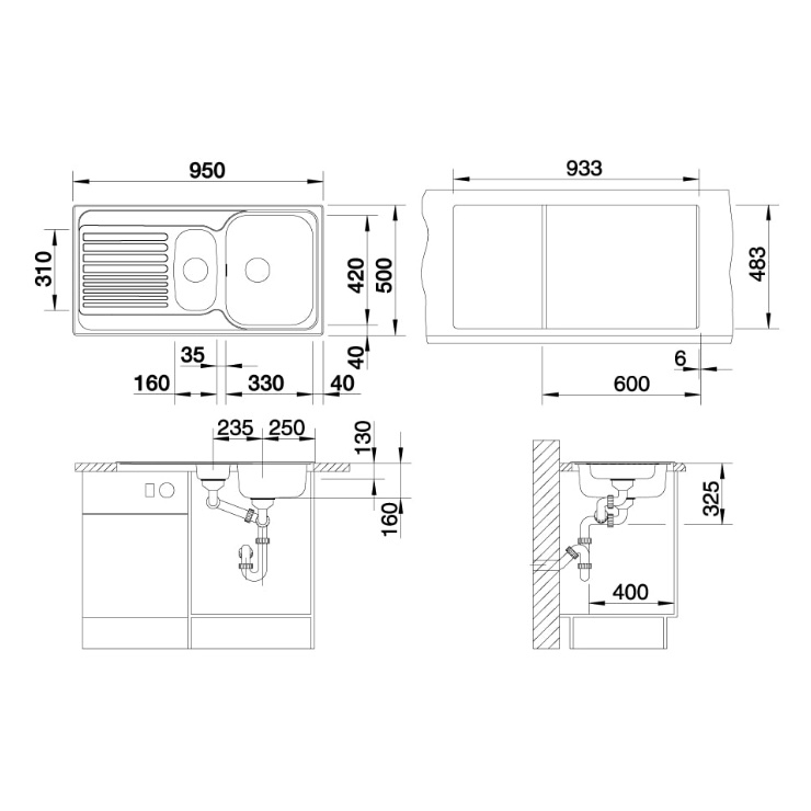 Кухонная мойка Blanco TIPO 6 S Basic матовая (209297+214301-1) 512303 3