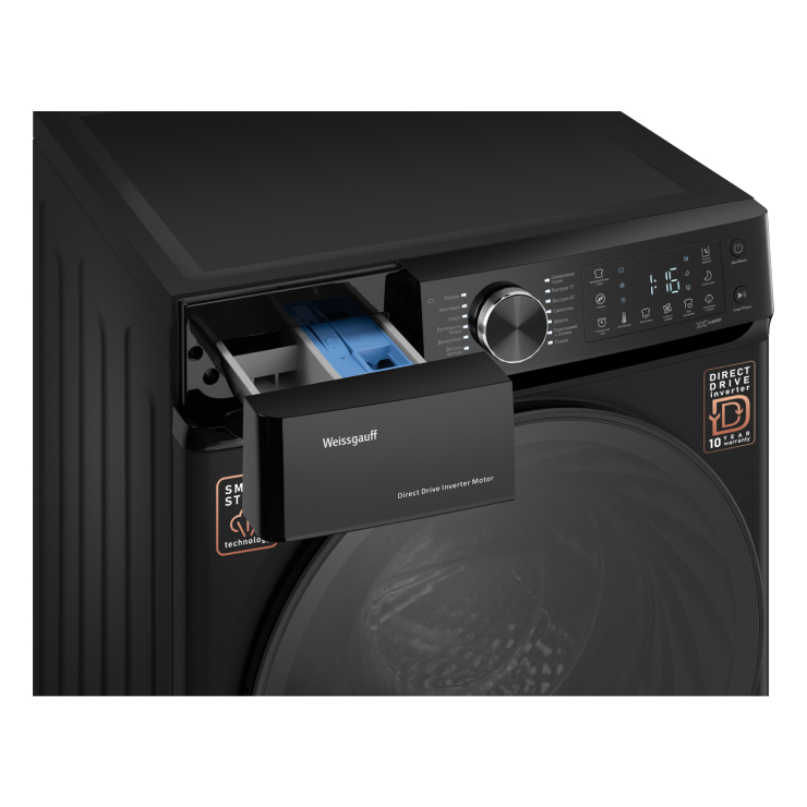 Стиральная машина с фронтальной загрузкой Weissgauff WM 59411 Direct Drive Inverter Steam Matt Black 4