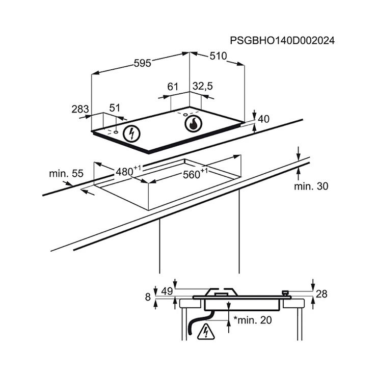 Газовая панель Electrolux GPE263MB 3