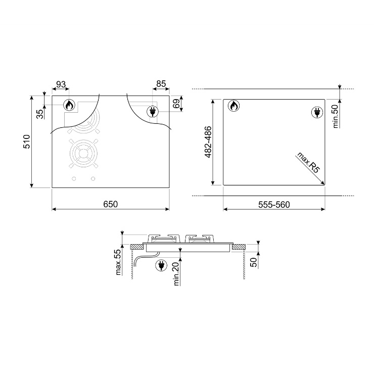 Комбинированная панель Smeg PM3643D 3