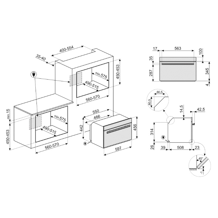 Компактный духовой шкаф Smeg SF4606WVCPNR 2