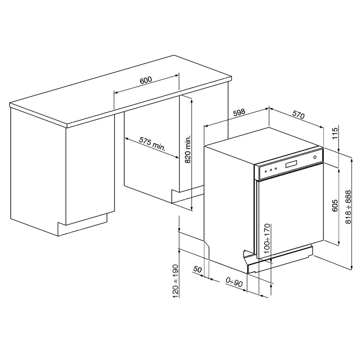 Встраиваемая посудомоечная машина Smeg LSP4338XDE 3