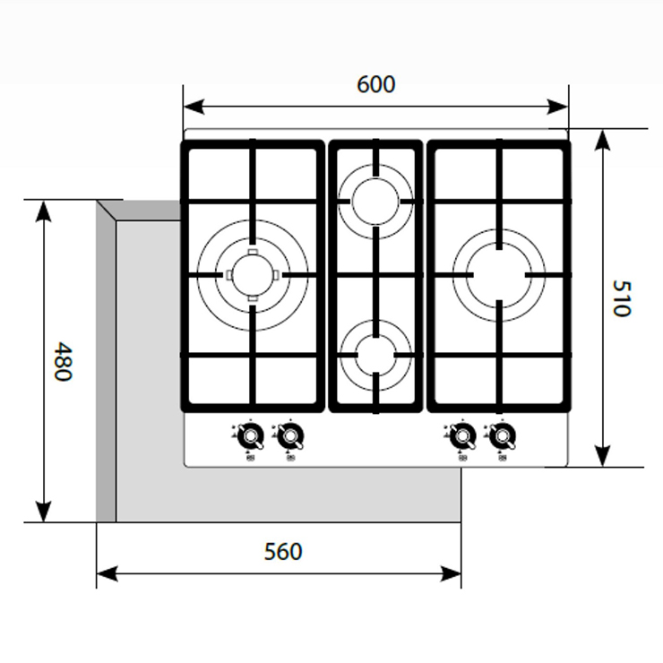 Газовая панель LEX GVG 6043 C IV Light 2