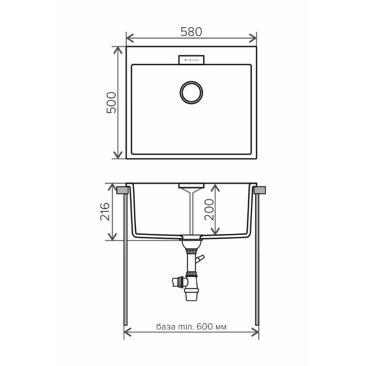 Кухонная мойка TOLERO Loft TL-580 серый металлик №001 4623722473615 2