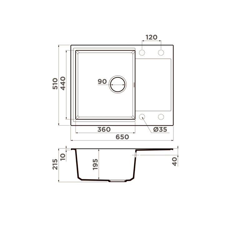 Кухонная мойка Omoikiri Daisen 65 PA 3
