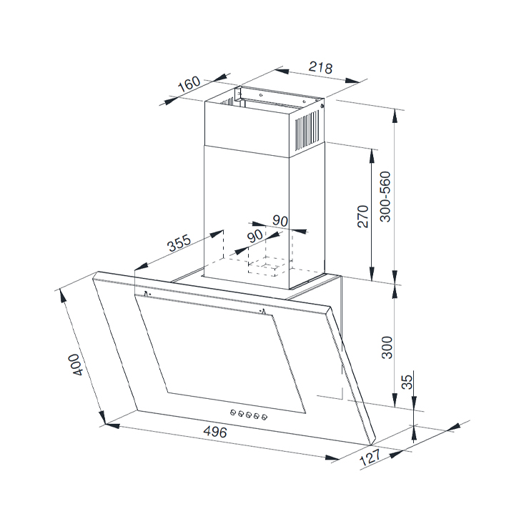 Вытяжка Weissgauff GAMMA 50 PB BL LED 7