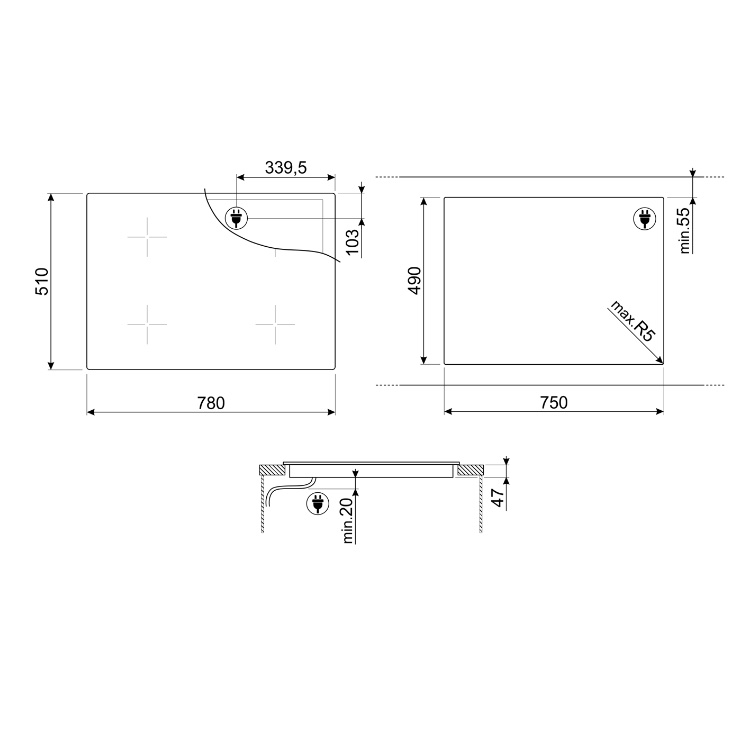 Индукционная панель Smeg SI1F7845B 3