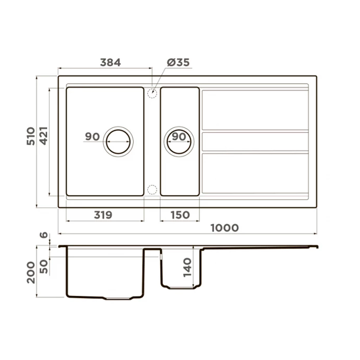 Кухонная мойка Omoikiri Kitagawa 100-2 WH (белый) 2