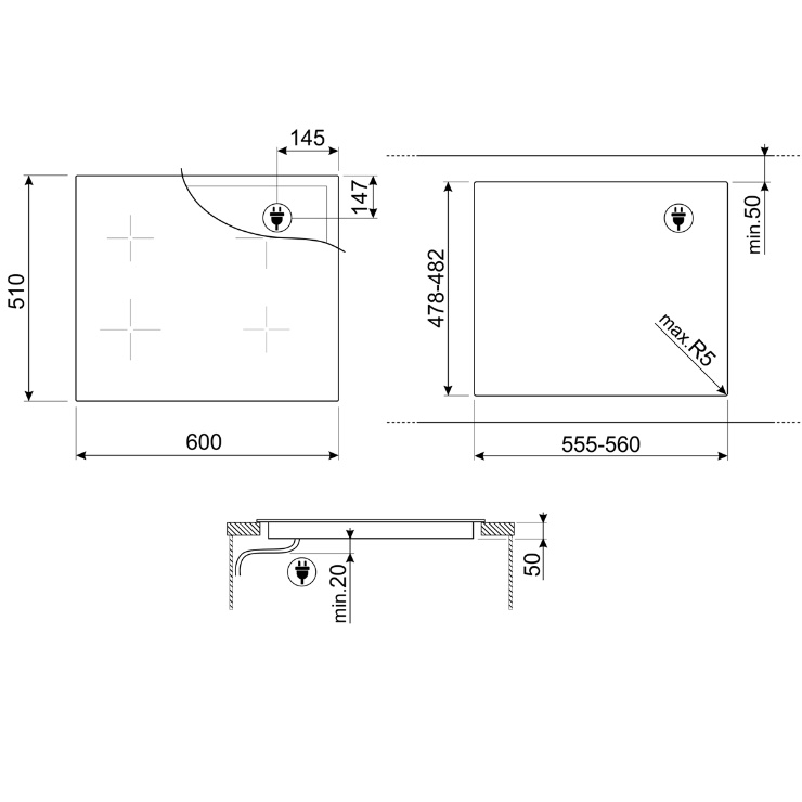 Индукционная панель Smeg SIM1643DS 3