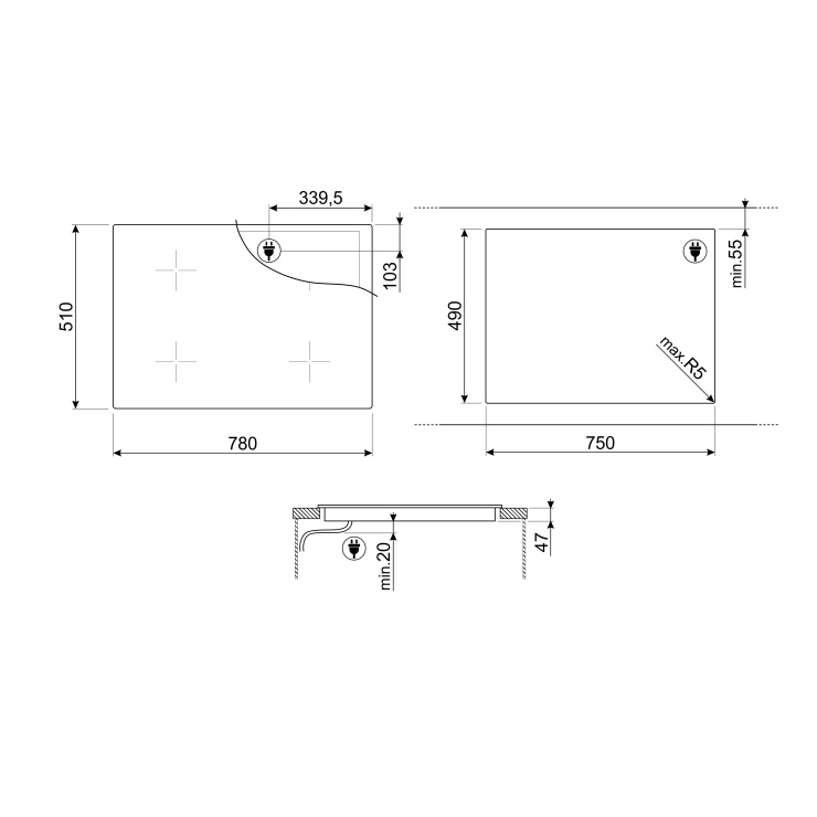 Индукционная панель Smeg SI7844B 3