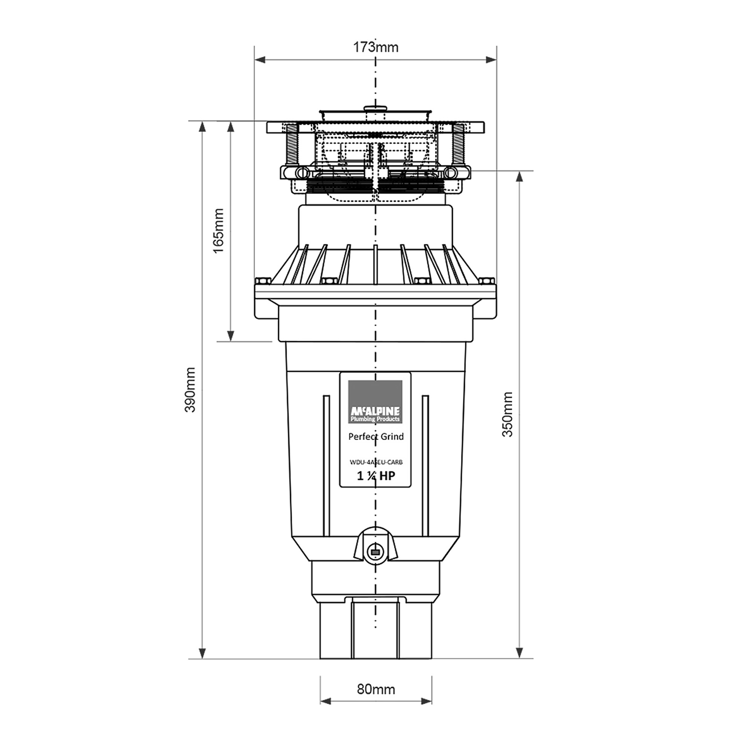Измельчитель пищевых отходов McAlpine Perfect Grind Slim WDU-4ASEU-CARB 4