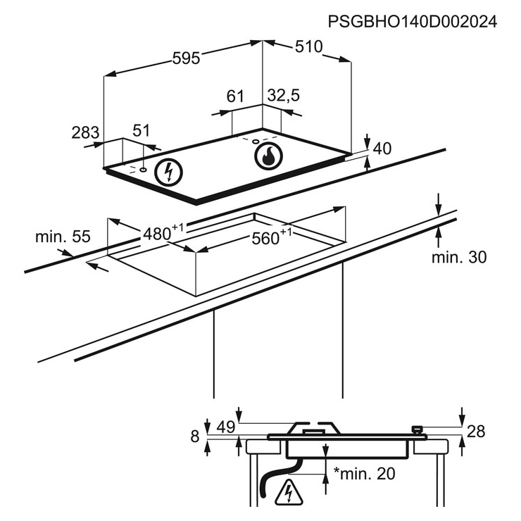 Газовая панель Electrolux GPE363MW 3