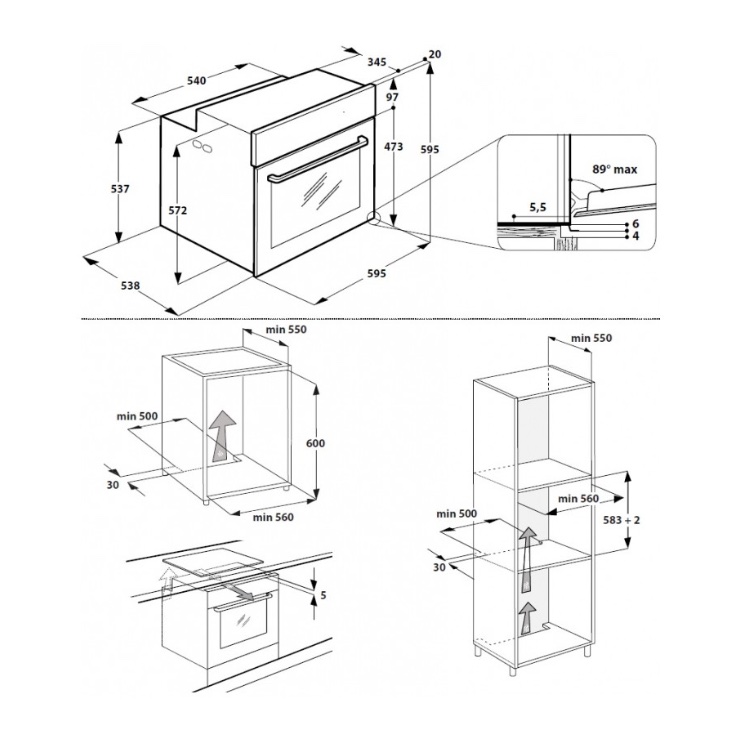 Электрический духовой шкаф Whirlpool W9I OM2 4S1 H 3