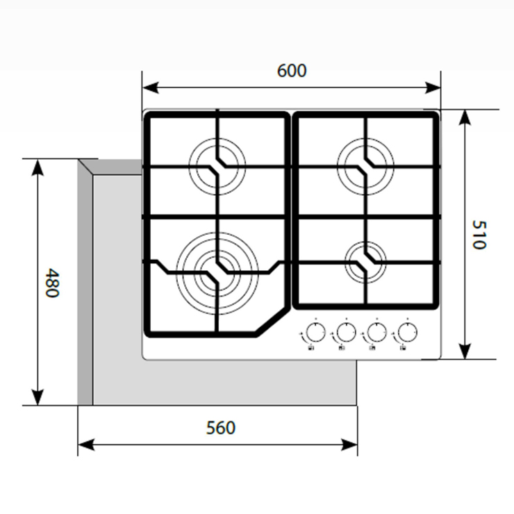 Газовая панель LEX GVG 640-1 WH 4