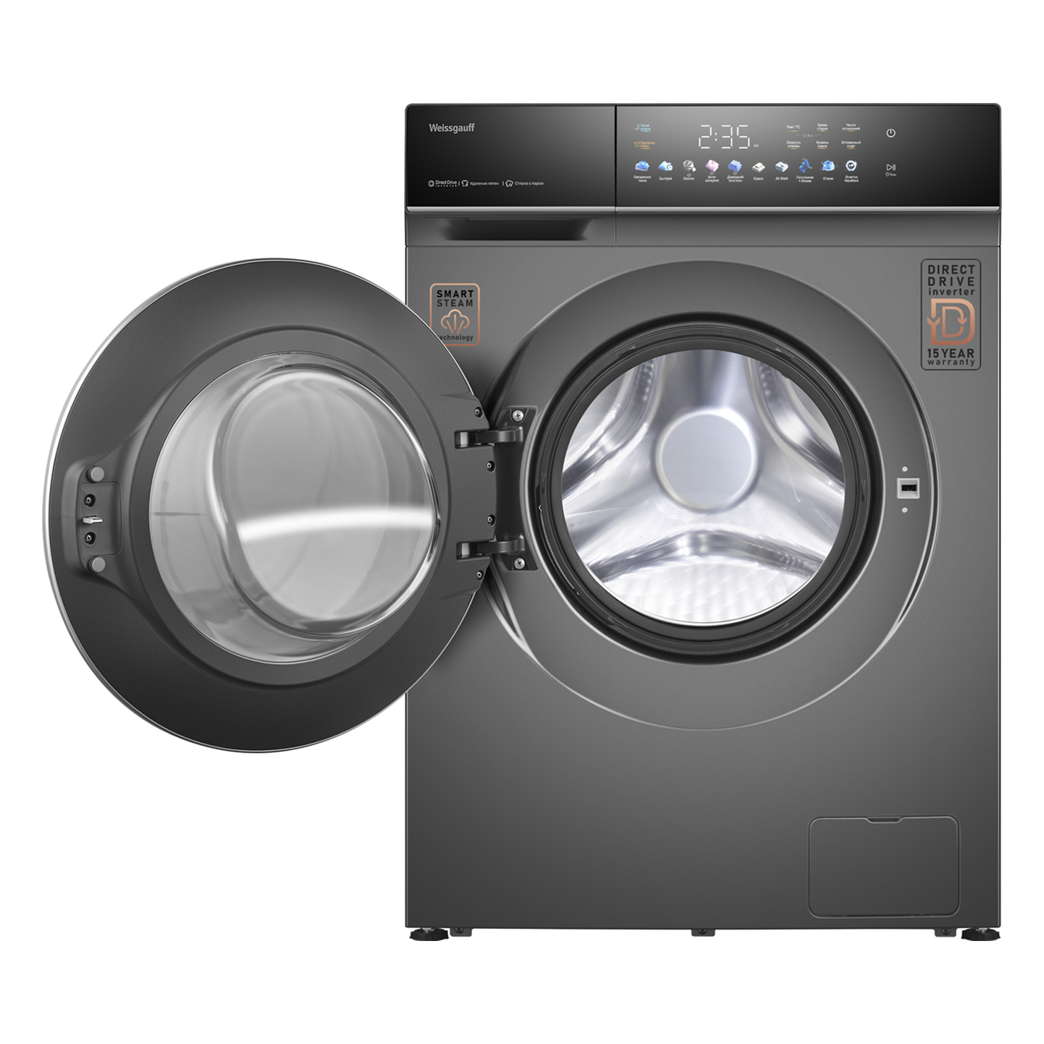 Стирально-сушильная машина Weissgauff WMD 62210 Direct Drive Touch Inverter Steam Grey 4