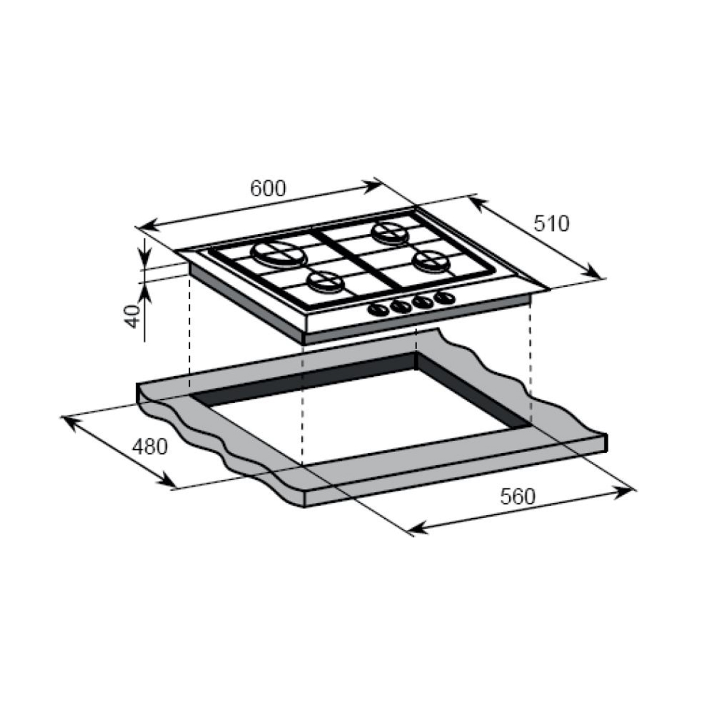 Газовая панель Weissgauff HG 640 BGH 6