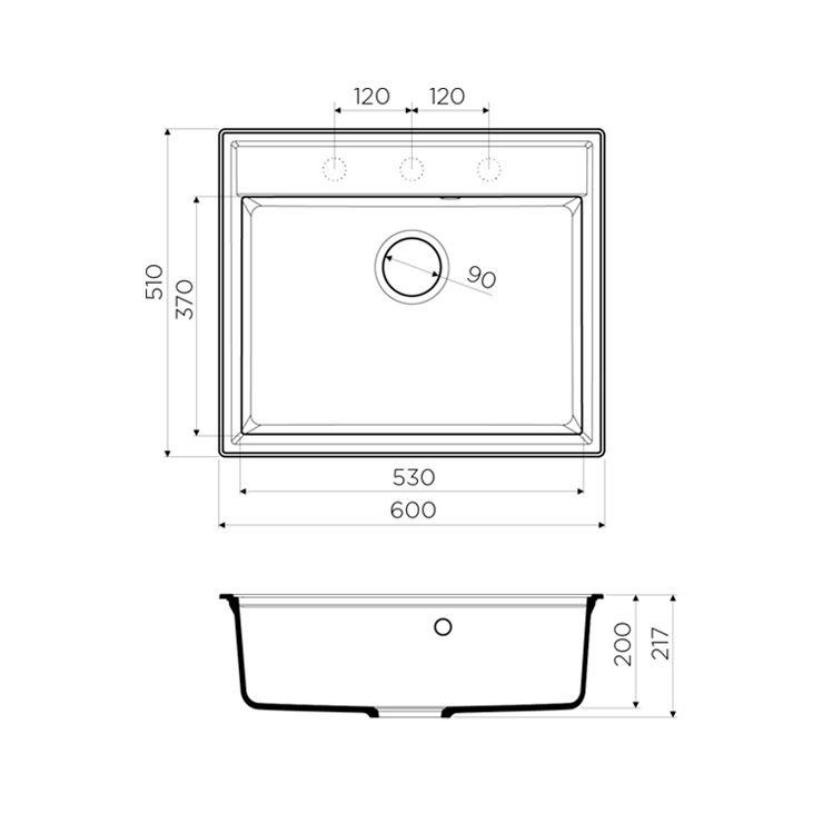 Кухонная мойка OMOIKIRI Daisen 60-BL Artgranit/черный 4993622 2