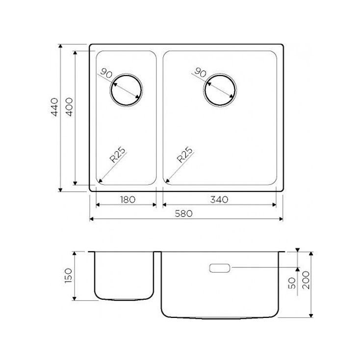 Кухонная мойка Omoikiri 58-2-U/IF IN-R 3